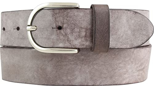 BELTINGER Damen-Gürtel aus weichem Vollrindleder Vintage-Look 4 cm | Jeans-Gürtel für Damen 40mm | Ledergürtel Used-Look | Braun 130cm
