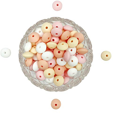 12mm 50pc Perline Di Silicone Piattino Rosa Sciolto Per Braccialetto Fai Da Te Neckalce