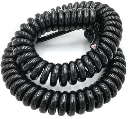 GatherTOOL Cable eléctrico en Espiral de 2,5 M/5M/7,5 M, Cable de Resorte de 3 núcleos, 24AWG/14AWG/17AWG/20AWG, 0,2-2, Cable de alimentación Negro Cuadrado, Cable Extensible