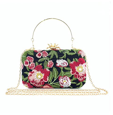 Jywmsc Bolsos de Mano con Cuentas Bordadas para Mujer, Bolsos de Noche, Monederos Vintage para Fiesta Formal, Boda