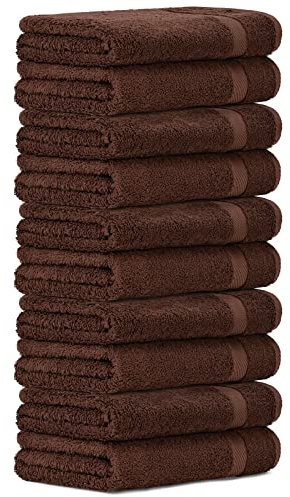 Luckytowel 10er Set Saunatücher 80x200 cm 100% Baumwolle, 600g/m² Oeko-Tex Saunatuch-Set 10er Pack Braun