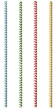 25 Trinkhalme, Papier Ø 6 mm · 20 cm farbig sortiert Zig-Zag