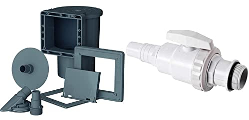 Gre AR100G - Skimmer für die Pool-Standard + Ventilantrieb, Farbe grau & 621702 - Absperrventil 1/4 Umdrehung für Skimmer