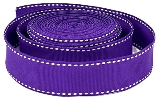 AnseTendance - 10 mètres x 25mm sangle ruban gros grain en polyester avec bords cousus pointillé pour anse de sac créations couture de vêtements couleur : Violet