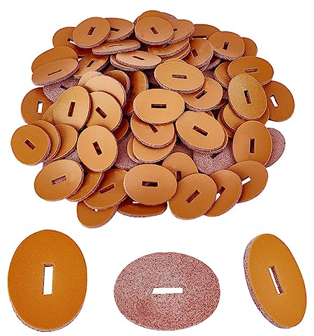OLYCRAFT 100 Stück Braune Ledergriffscheiben Echtes Leder Distanzscheiben Ovale Lederscheiben Braune Messergriffscheiben Für Messergriffherstellung DIY Kunsthandwerk - 133x25 mm