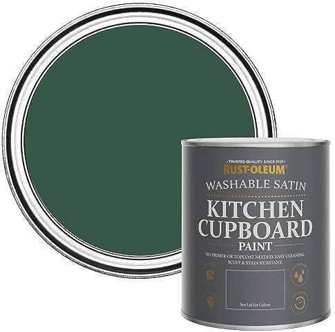 Rust-Oleum Green Scrubbable Kitchen Cupboard Paint in Satin Finish - The Pinewoods 750ml