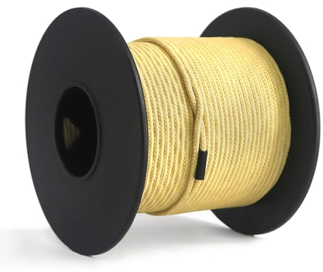 NewDoar Abriebfeste Geflochtene Kevlar-Schnüre 1,5 mm 50Fuß/120Fuß/200Fuß, 12-strängige Schnur Hochfest Verschleißfest Flammhemmend Geeignet für Camping Drachenschnur Angeln EDC-Schnüre (120 Fuß)