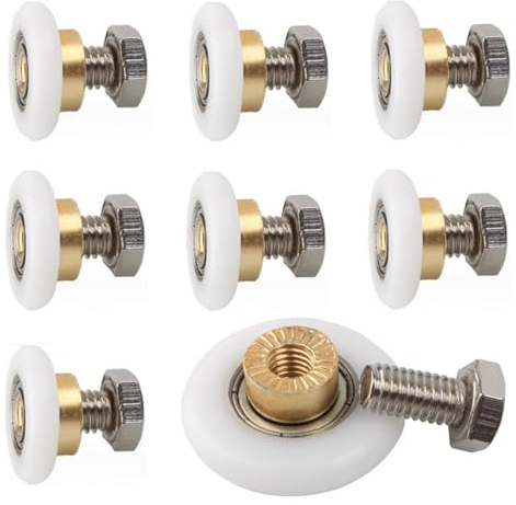 CAASFOOY 8 pezzi Ruote Della Doccia, Ruote Della Doccia, Rulli di Ricambio per Porta Doccia, Diametro Di 20mm, Per Porta Della Doccia, Porta Scorrevole Ruote, Corridori (with Screw)