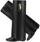 CDHYX Fold Over Boots for Women Pointy Pull-on Heel Knee Shark Boot With Side Zipper Padlock Design (Black 10)
