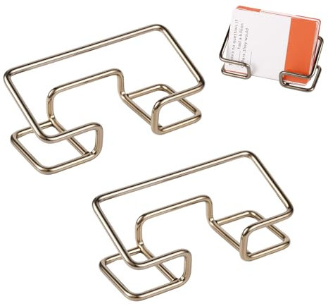 PEUTIER 2pcs Porte-Cartes de Visite, Présentoir de Cartes de Visite Support de Porte-Cartes de Bureau en Métal Moderne Présentoir Organisateur de Cartes pour Bureau d'Affaires (Noir)