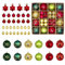 MUUWUU 44 Stücke Weihnachtskugeln Set, Christbaumkugeln，Kunststoff Weihnachtsbaumkugeln Box mit Aufhänger, Plastik Bruchsicher Kleine Bälle für Weihnachtsbaum Deko (Rot&Gold&Grün)