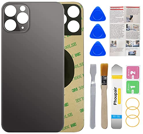 Phoupair OEM Rückglas Ersatz für iPhone 11 Pro Max 6,5 Zoll alle Träger mit professionellem Reparaturset und Handbuch (Space Gray)