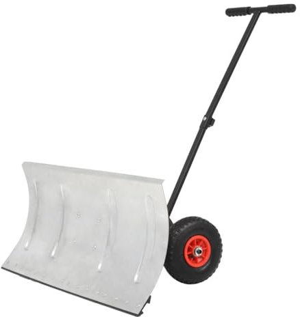 LAPOOH Hand-Schneepflug mit Rädern, Schneepflugzubehör, Schneepflüge, Rasentraktor Schneeschild, 100 x 44 cm