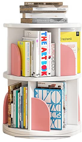 CoopO 2-stufiges, um 360° drehbares, kleines Kinder-Bücherregal zum Zerlegen auf dem Boden für das Arbeitszimmer im Home-Office-Wohnzimmer (Farbe: Rosa, Größe: 40 * 129 cm) (Rosa 40 * 66 cm)