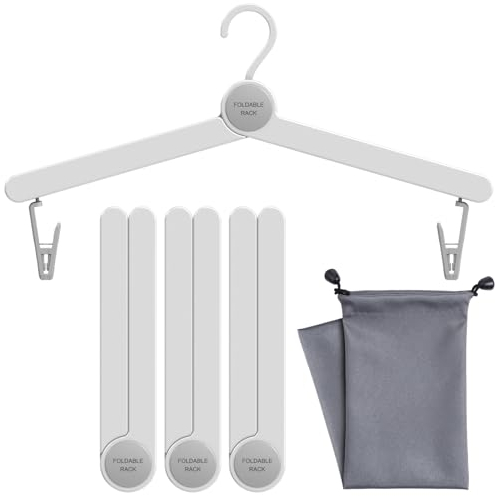 Sazfli Faltbare Reisekleiderbügel mit 360° Drehbaren Clips, Stabile Leichte Kleiderbügel für Kleidung und Socken, Ideal für alle Reisebedürfnisse, 4er Pack 4 Pièces
