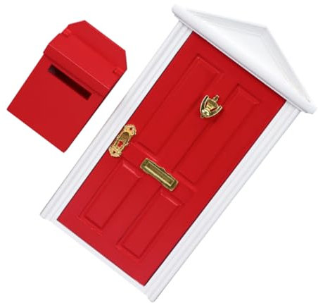 TOYANDONA 5 Sätze Mini Möbel Türen Minitür Kind TUT so als Spielzeug Miniatur-Spitztür Holztür Modelle briefkasten dekor Mini- -Dekor Puppenhaus Möbeltür Ornamente Mikroszene hölzern rot