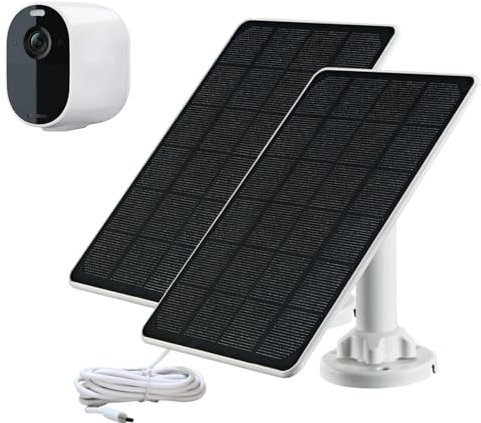 Solarmodul-Ladegerät, kompatibel mit Arlo Essential Spotlight/XL-Strahler-Kamera, 2,9 m wasserdichtes Ladekabel, 360° verstellbare Halterung mit Micro-USB-Kabel, 19,1 x 16,3 cm, 5 W, 5 V