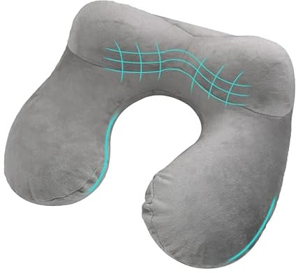 Hasmuta Aufblasbares Nackenkissen | Nackenkissen Flugzeug Aufblasbar – Leichtes & Komfortables Reise-Nackenkissen für Flugzeug, Auto, Zug & Camping, Anti-Schwäche-Kopfstütze für Erwachsene (Schwarz)