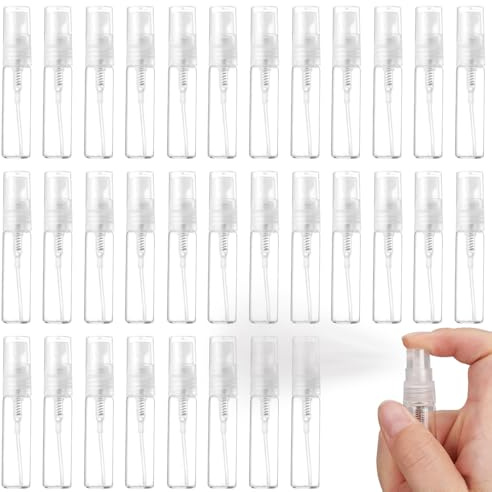mizikuu 100 Piezas Botella de Spray Transparente 2ml, Mini Frascos Perfume Atomizador Rellenables Plástico Botella Vacía de Spray Pulverizador Viaje Frasco Perfume para Viajes Vacacione