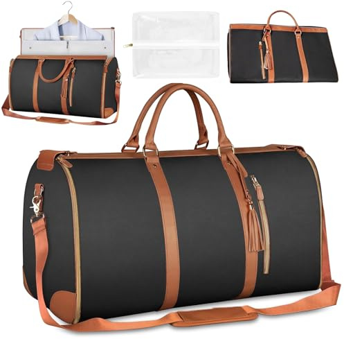Reisetasche Faltbar, Handgepäck Tasche, Faltbare Reisetasche, Wasserdichter Reisetaschen, Travel Bag, Kleidersack Reisetasche, Foldy Bag, Carry on Luggage, Tragbarer Kleidersack (Schwarz)