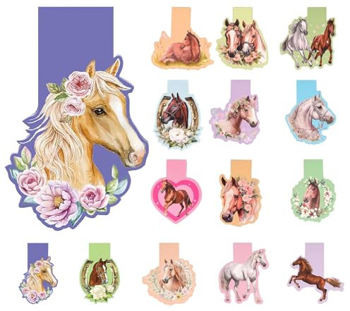 ZYNERY 14 Stück Lesezeichen Magnetisch Pferd, Magnetische Lesezeichen Kinder, Magnetische Lesezeichen Pferde Set für Geburtstag, Abschlussfeier