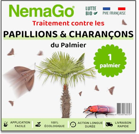 Nemago® - Nématodes Traitement contre le Papillon du Palmier et le Charançon Rouge - Traiter 1 Palmier - Lutte biologique - Anti vers et larves