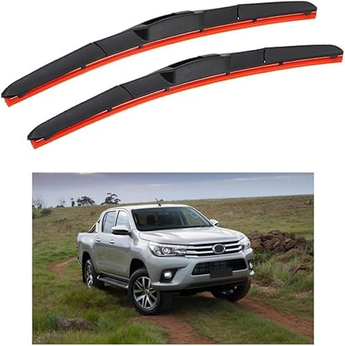 VATONGER Voiture Essuie Glace Balais pour-Toyota Hi-Lux 21+19 2015-2018, Caoutchouc Qualité Supérieure Toutes Saison Nettoyage Silencieux Accessoires