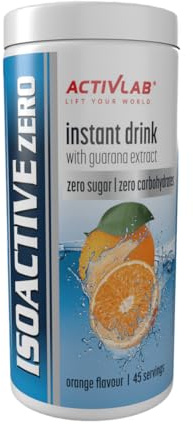 Activlab Isotonisches Getränkepulver - Elektrolyte und B-Vitamine - zuckerfrei und kalorienfrei - mit Ginseng-Extrakt - 225 g - Isoactive Zero - Orange