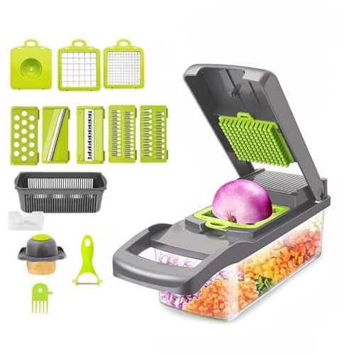 16 En 1 Cortador De Verdura, Mandolina de cocina professional, Multifuncional Cortador Verduras Acero Inoxidable Rallador de verduras, Pelador de patatas, Picadora Manual, Cortador de verduras
