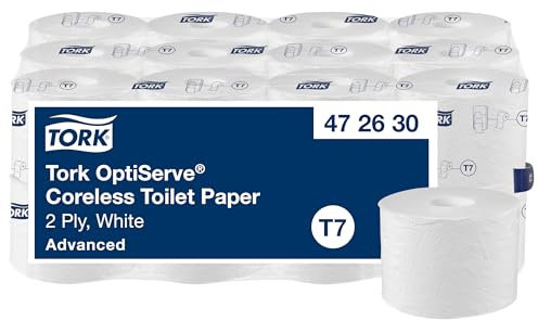 Tork OptiServe Coreless Toilet Paper White T7, Advanced, 2 Ply, 24 x 820 Sheets, 472630