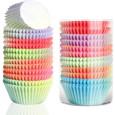 AiQInu Pirottini per Muffin - 300 Pirottini di Carta, Resistenti al Calore, 6 Colori Diversi, Ideali per Muffin e Cupcake, per Cupcake per la Cottura, i Dolci, le Feste, i Compleanni e i Matrimoni