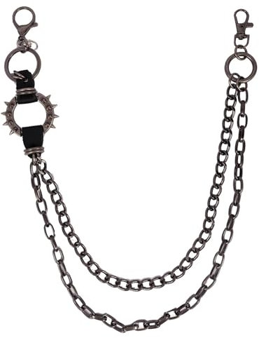 Milakoo Punk Pantaloni a catena Jeans Link Hip Hop Gothic Catena Cintura Multi Strato Pantaloni a Catena Portafoglio a Catena per Unisex