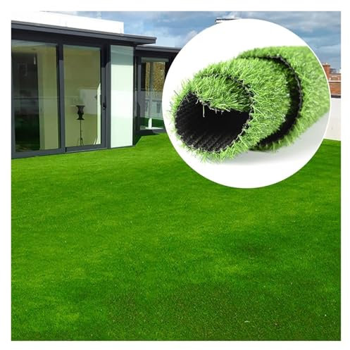 Kunstrasen Rasenteppich Outdoor Kunstgras Sportkunstrasen Länge 100cm - 1000cm Gartenkunstrasen Hochdichter Schneidbarer Kunstrasenteppich Wetterfest Rollrasen Grasmatte(Höhe: 30mm,100x100cm)