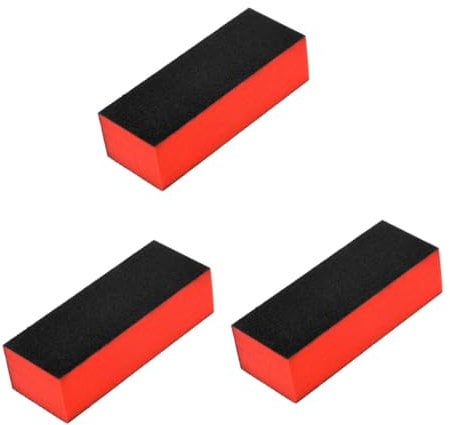 PAMINGONO 30piezas Uñas De Esponja Lavable De Caras Para Manicura Bloques De Lijado De Uñas Negro Rojo