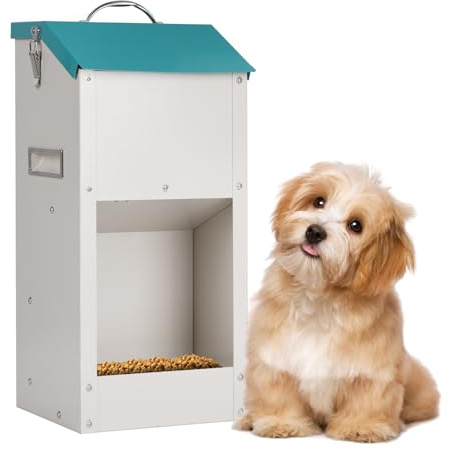 6 Kg Schwerkraft-Futterautomat aus Robustem Material füR Hunde und Katzen, Wetterfeste füTterungsstation mit GroßEm VorratsbehäLter füR Welpen, Katzen und Hunde im Innen- und AußEnbereich