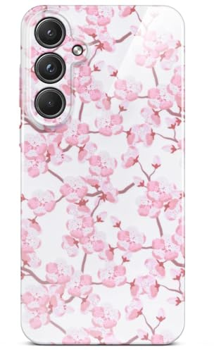 ONEFLOW Flower Cover für Samsung Galaxy A55 5G Hülle in Floral Optik, Blumen Designer Case Handy Schutzhülle mit Kameraschutz, Hardcase dünne Handyhülle Blumenmuster, Kirschblüten