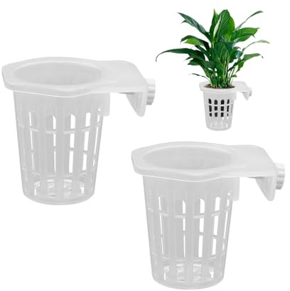 LuckyOpt 2Pcs Aquarium Pflanzenhalter, Hohle Design hängenden Aquarium Pflanzer Tassen mit Haken, Aquarium Pflanzenkörbe für Aquarium Aquarium Hydroponik & Wasserpflanzen (2)