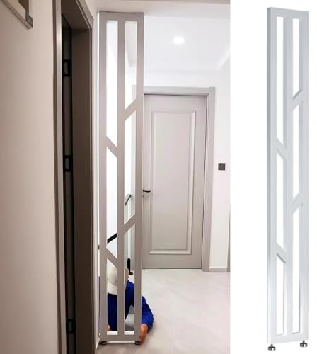 Raumteiler Anpassbare Größe & Stile Trennwand Post, Weiße Boden-Decken-Raumteiler mit verstellbaren Füßen, Haushalt Lamellenwand Trennwand für Wohnzimmer/ Arbeitszimmer/ Küche(1 pack,82inch/208cm)