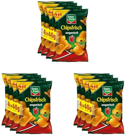 funny-frisch Chipsfrisch ungarisch Multipack, 4 x 40 g (Packung mit 3)