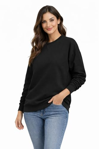 Blu Apparel Ladies Premium Longline Sweatshirts for Women Crew Neck Casual Soft Long Sleeve Jumper Sweater Oversized Sweatshirt for Gym