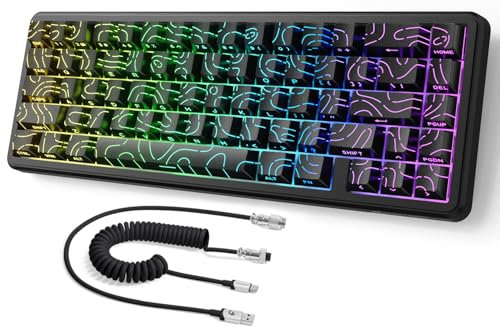 MAMBASNAKE ATTACK SHARK X65 HE 8Khz Rapid Trigger Keyboard, 0.01mm RT Accuracy, 60% Wired Magnetic Switch Gaming Keyboard with 8Khz Coiled Cable, Adjustable Actuation,SnapTap,for PC/Mac, Black Contour
