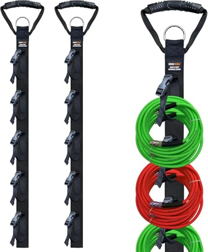 Verlängerungskabel Aufhänger, 2-tlg Hochbelastbarer Kabelorganizer mit 5 verstellbaren Slots, Schlauchhalter für Garage & Garten - Zur Ordnung von Elektrokabel, Gartenschlauch, Seil, Werkzeug