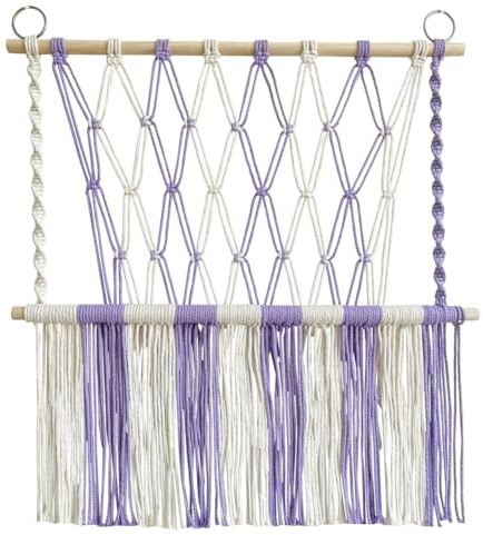Pqahffowr Stuffed Hammock Tapestry Space Saving Boho Macrame Wall Hanging Handwoven Plush Toys Holder Net for Play Room Decor,B