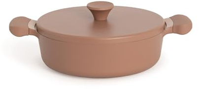 CREATE/POT STUDIO/Olla de aluminio de Ø26cm con revestimiento cerámico moca/Antiadherente, apta para todo tipo de cocinas, resistente y duradera, fácil de limpiar, libre de PFOA