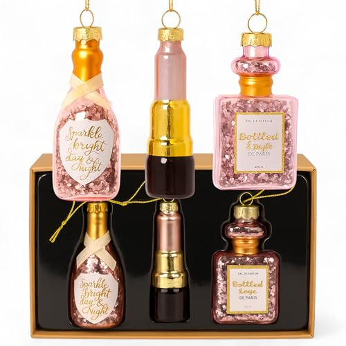 MIJOMA Glas Weihnachtsbaumschmuck 3er Set - Ausgefallene Christbaumkugeln Deko Hänger Vintage Design - Baumschmuck aus Glas mit Metallöse -Originelle Weihnachtsdeko (Fancy)