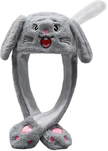 ZesGlyxyr Tier Mütze Beweglichen Ohren, Plüsch Mütze Wackelohren, Beweglichen Ohren Lustige Kopfbedeckung Mützes, Lustiger Hut Erwachsene Kinder, für Weihnachtsfeier Fasching, Cosplay (Hamster)