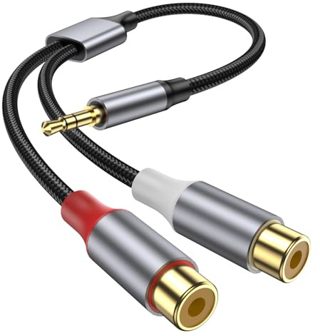 KAYQINHO 3.5mm to RCA Cable 25cm, 3.5mm Auxiliary Male to 2RCA Female Stereo Audio Cord Connector for Smartphones, MP3, Tablets, Speakers, Home Theater, HDTV and More.