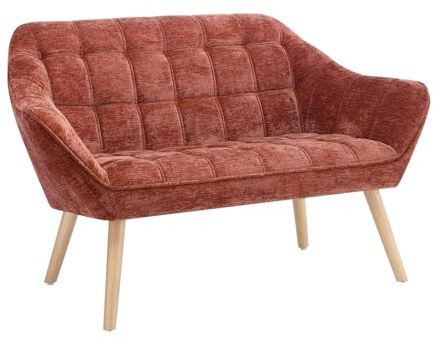 Vente-unique - Sofa ohne Schlafmöglichkeit Caserta Stoff Terracotta 127 | Holzgestell | Gepolsterter Effekt