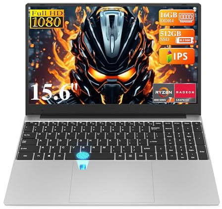 DREAMFYRE 15.6'' Laptop Ryzen 7 4800H 8 C/16T, 16GB DDR4, 512GB SSD, Gaming Laptop Computer support Bluetooth 5.0, Dual Band Wifi. Laptop PC with Fingerprint Reader, HD Camera Long Battery Life.