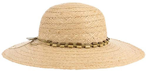 Lipodo Maypearl Raffiastroh Schlapphut Damen | Strohhut in Einheitsgröße (55-57 cm) | Hut aus 100% Stroh | Sonnenhut hergestellt in Italien | mit Kordelband Natur One Size